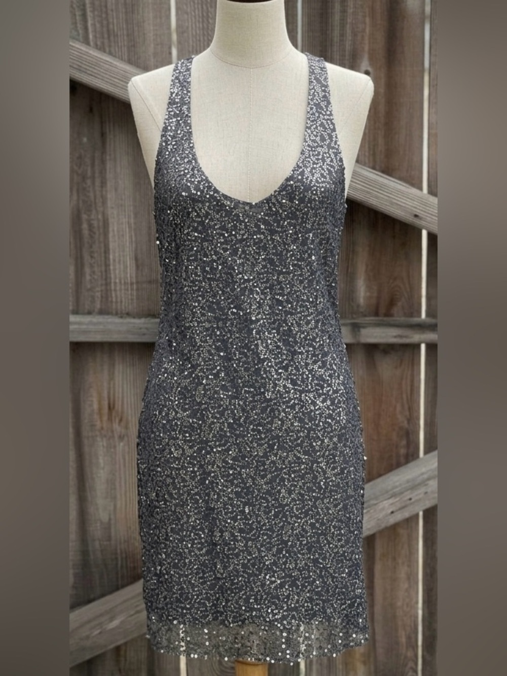 Vintage Victoria’s Secret Y2K Pewter Sequin Mini Dress Large Pewter Indie Sleaze